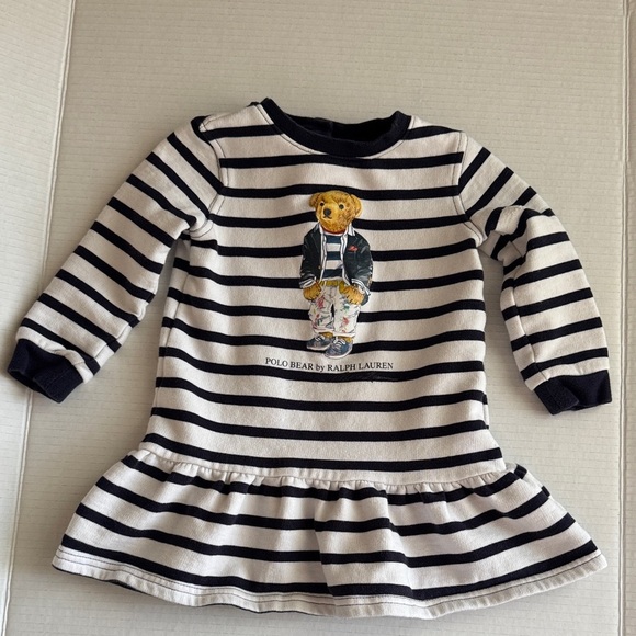 Ralph Lauren Polo Bear Navy and White Striped Dress size 18M - Picture 1 of 5
